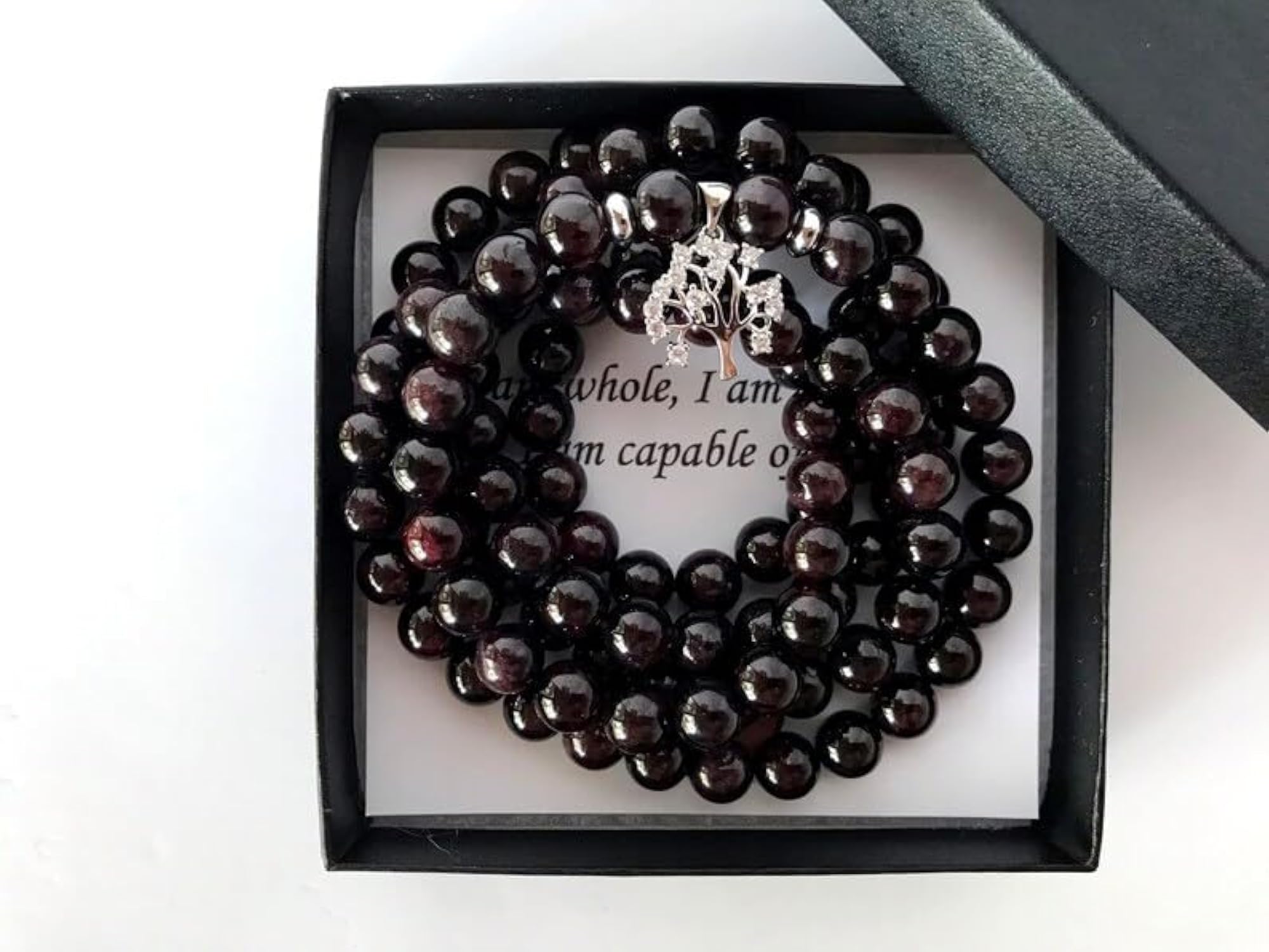 Natural Garnet 6MM Beaded Handmade Prayer Mala Necklace